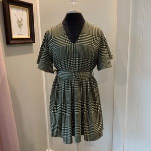 Vero Moda Olive Green Plaid Mini Dress